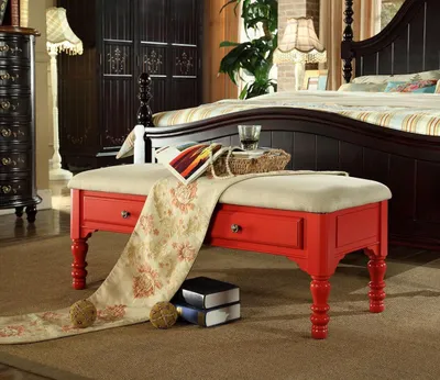 Produktbild von Sitz Polster Bank Polster Hocker Bank Textil Holz Stil Designer Fußhocker Neu