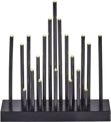 Produktbild von EMOS LED-Kerzenständer mit 20 Kerzen in Stern-Effekt, Schwarz, Batteriebetrieben 3X AA, Innenbereich IP20, 6/18h Timer-Funktion, 27, 5x25 cm, DCAW04