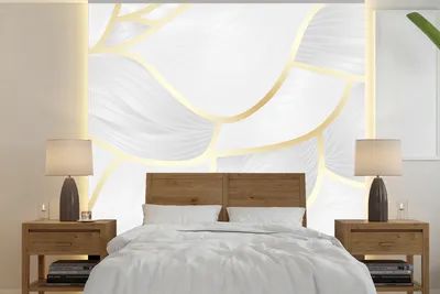 Produktbild von MuchoWow® Fototapete für Wohnzimmer oder Schlafzimmer Wandtapete Vinyl Motivtapete Abstraktes Muster mit goldenen Linien - 350x350 cm - Schlafzimmertapete