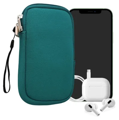 Produktbild von kwmobile Neopren Handytasche für Smartphones M - 5,5" - Handy Tasche mit Reißverschluss - Handyhülle universal Petrol