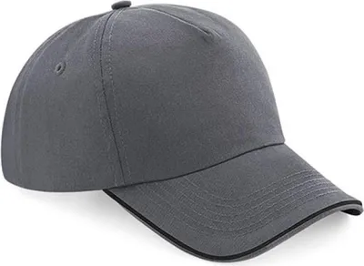 Produktbild von Beechfield B25c | Authentic 5 Panel Cap - Piped Peak, 100 % Baumwoll-Twill - Farbe: Graphite Grey/Black - Größe: One Size