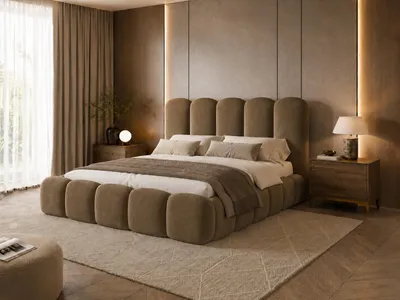 Produktbild von Emlar Polsterbett Teddy 120x200 cm - Designerbett mit Bettkasten & Lattenrost - Velvet-Stoff - Doppelbett mit Stauraum Braun (Magic Velvet 2206)