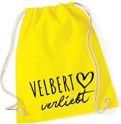 Produktbild von Huuraa Turnbeutel Velbert verliebt 12 Liter Yellow Baumwolle Rucksack Geschenkidee