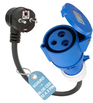 Image de Adaptateur CEE Schuko vers prise CEE-Contrastek, 32A, 50 cm