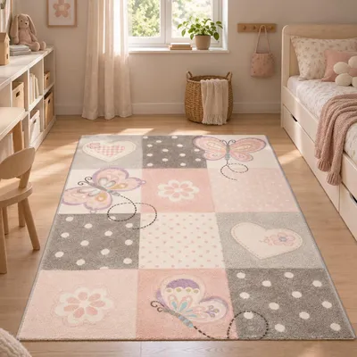 Productafbeelding van Kindertapijt met Ruitjespatroon Roze
