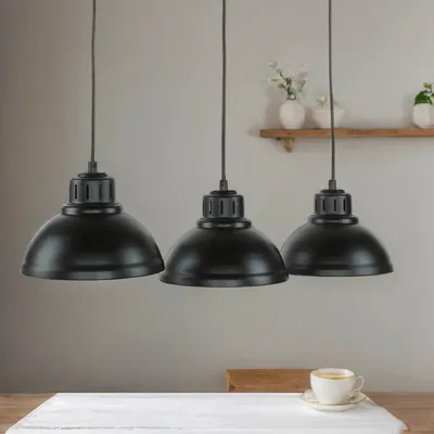 Produktbild von Pendelleuchte Industrie "Sven" Schwarz Metall 3-flammig Hängelampe Wohnzimmer Esszimmer Esstisch