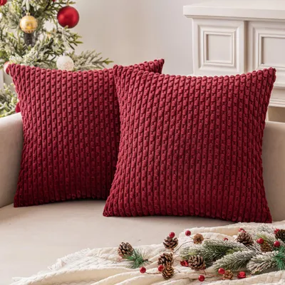 Productafbeelding van Set van 2 kussenhoezen van corduroy, 40 x 40 cm, bordeauxrood