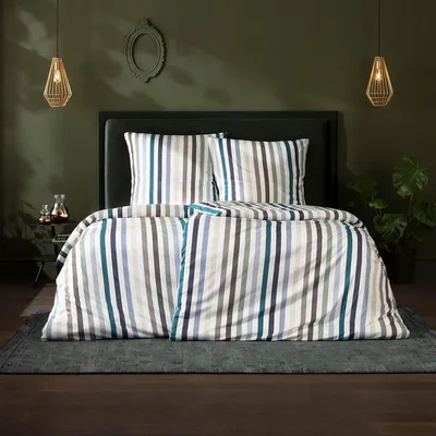 Produktbild von Estella Mako Interlock Jersey Bettwäsche Curt blau 155x220 cm + 80x80 cm