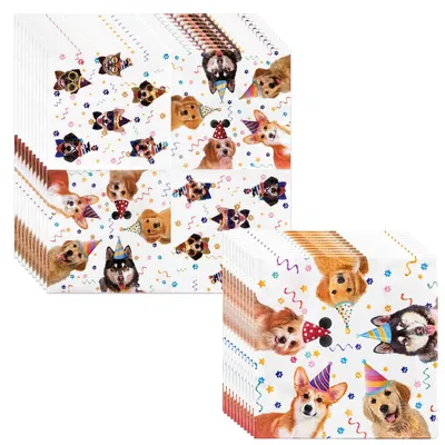 40 Hunde-Geburtstagsservietten, 33×33 cm, 2-lagig