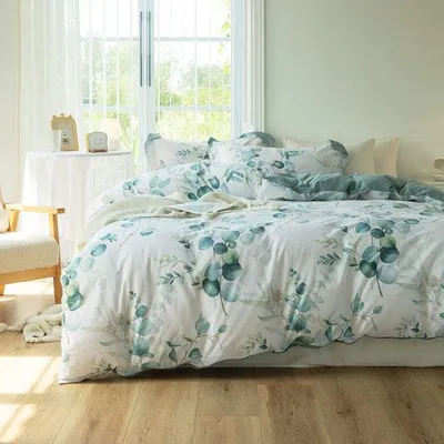 Produktbild von Katoenen Bettwäsche-Set mit Blumenmuster und Schnellverschluss