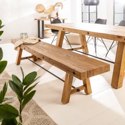 Produktbild von riess-ambiente Industrial Sitzbank FINCA 165cm vintage braun recyceltes Pinienholz Holzbank Bank