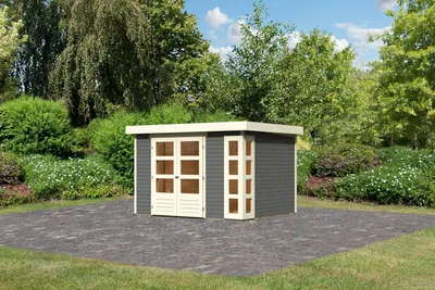 Produktbild von Karibu Gartenhaus Gerätehaus Kerko 5 terragrau 302x246x210 cm