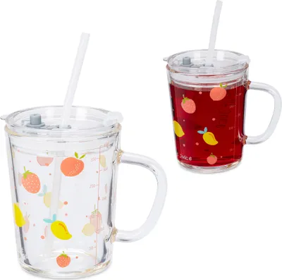 Produktbild von relaxdays 2er Set Kindergläser mit Früchte-Motiv