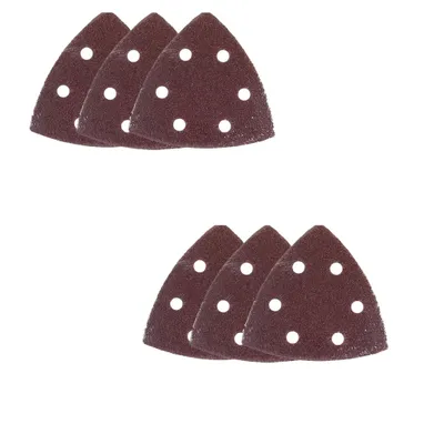 Produktbild von Schleifpapier Set, 6 teilig mit unterschiedlichen Körnungen, passend für Aldi FERREX 20 Volt Akku Multifunktionswerkzeug (2x K60, 2x K80, 2x K120)