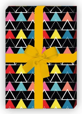 Produktbild von Modernes Geschenkpapier Set, Dekorpapier mit Dreiecks Streifen, schwarz,  - G8819, 32 x 48cm