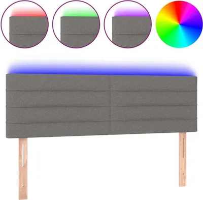 Obrázok produktu pre vidaXL LED čelo postele Tmavo šedá 144x5x78/88 cm Látka