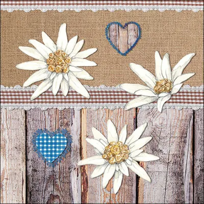 Produktbild von Servietten 33x33 cm - Edelweiss on wood