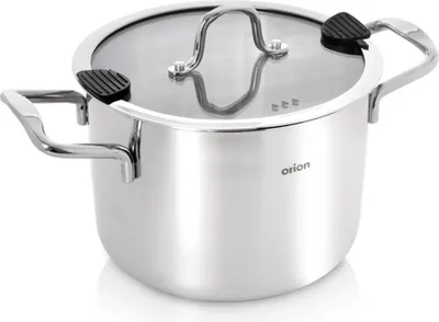 Produktbild von Orion | Schmortopf mit Glasdeckel - 20 cm - 4,6 l - Edelstahl-Kochtopf - Induktionsgeeignet - Spülmaschinenfest - VENICE