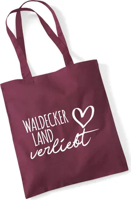 Produktbild von Huuraa Jutebeutel Waldecker Land verliebt 10 Liter Burgundy Baumwolle Tasche Geschenkidee