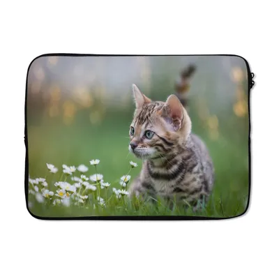 Produktbild von MuchoWow® Laptop Hülle 13 Zoll Ein Kätzchen im Gras Laptoptasche - Laptophülle - Sleeve - Rundumschutz