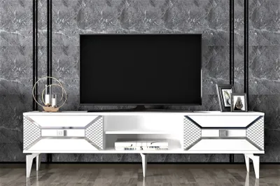 Produktbild von Skye Decor, Yumedi - White, Silver, TV-Schränke, Weiß, 150 x 50 x 30 cm