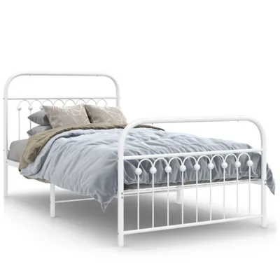 Produktbild von vidaXL Bettgestell mit Kopf- und Fußteil Metall Weiß 100x190 cm
