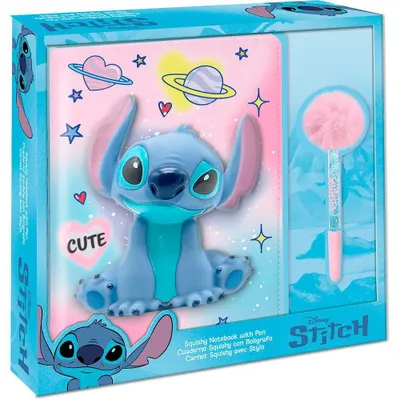 Produktbild von Disney Stitch Squshy Notizbuch mit Pomponstift