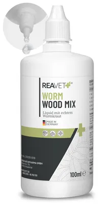 Obrázok produktu pre REAVET Wurm-Kraut Liquid 100 ml – pre psov a mačky, s pravým pelyňkom (Artemisia Absinthium) v rastlinnom zložení na základe receptúry, vhodný pre všetky domáce zvieratá