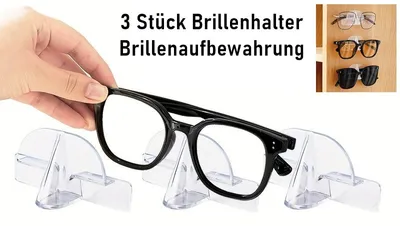 Produktbild von GKA 3 Stück Wandhaken Brillenhalter Halter für Brille Sonnenbrille Lesebrille transparent Brillenaufbewahrung