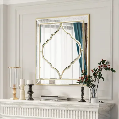 Zdjęcie produktu dla WISFOR Lustro ARTLOGE Lustro ścienne Lustro łazienkowe Lustro do przedpokoju Lustro wiszące wykonane z wysokiej jakości szkła 60 x 60 cm Lustro akcentujące Dekoracyjne