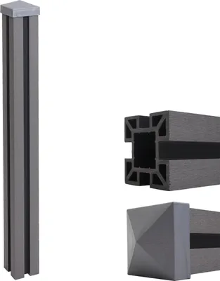 Produktbild von WPC-Pfosten Sarthe-WPC-Zaun, Pfeiler Pfahl, Stecksystem  98cm, grau