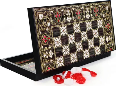 Produktbild von Semus Antep Backgammon Türkische Tavla XXL Intarsien Look Perlmutt Design