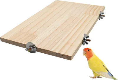 Produktbild von Große Vogelplattform aus natürlichem Holz (35x20x1,5 cm), Pet Kletterplattform, Käfigzubehör für Hamster, Meerschweinchen und kleine Tiere