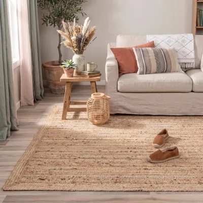 Produktbild von Volero - Jute Teppich Quadrat - Fair Natur - 120x120 cm - Wohnzimmer, Esszimmer, Schlafzimmer - Boho, Ländlich, Modern