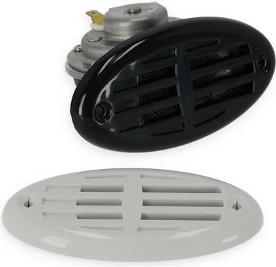 Produktbild von Bootshupe 12 Volt, 108 - 110 dB, spritzwassergeschützt, weiß oder schwarz, uv-beständig Farbe: Weiß und Schwarz