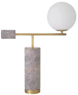 Produktbild von Casa Padrino Luxus Tischleuchte Antik Messing / Grau / Weiß 51 x 20 x H. 62,5 cm - Marmor Schreibtschleuchte mit Glas Lampenschirm - Luxus Kollektion