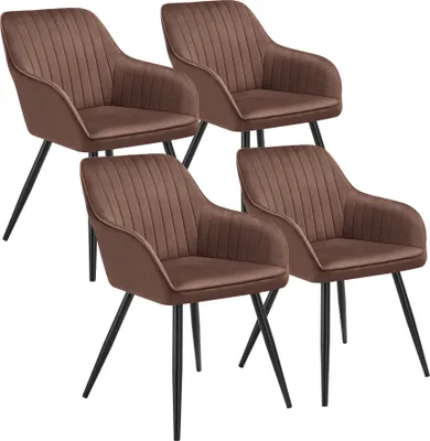 Produktbild von tectake® Esszimmerstuhl Marilyn gepolstert, in Samtoptik, gesteppt 58 x 62 x 82 cm