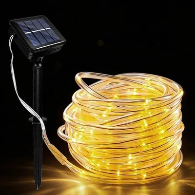 Productafbeelding van Led-zonnelampen voor buiten 10 m - 100 leds - weerbestendig - sfeervolle verlichting voor terras - Vemera