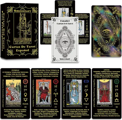 Productafbeelding van Spaanse tarotkaarten met betekenis - Tarotkaarten deck met gids voor beginners - Trefwoorden - Element - Planeet
