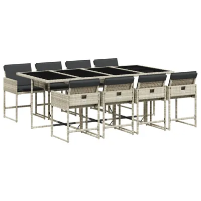 Immagine prodotto di vidaXL set da pranzo da giardino 9 pezzi con cuscini in rattan grigio chiaro