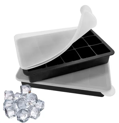 2er-Set Silikon-Eiswürfelformen, quadratisch, BPA-frei, stapelbar