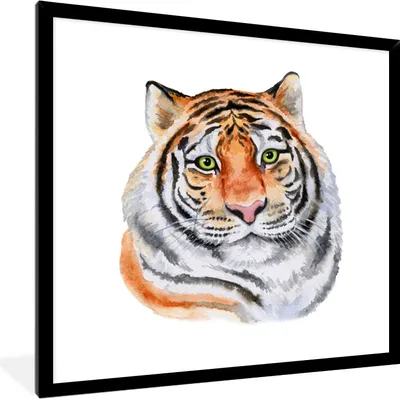 Produktbild von MuchoWow® MuchoWow® Gerahmtes Poster Tiger - Augen - Grün 40x40 cm - Poster mit zchwarzem Bilderrahmen - Mit Rahmen - Wanddekoration Schlafzimmer
