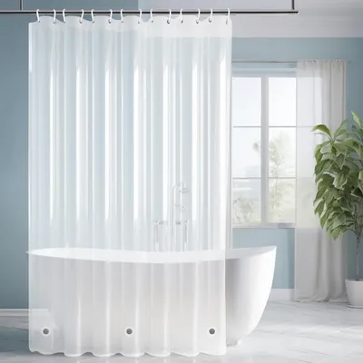 Image de Rideau de douche - Transparent et imperméable, avec des aimants de lestage - Pour salle de bain et douche - 180x180 cm