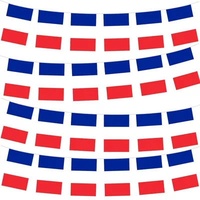 Productafbeelding van Vlaggenketting Frankrijk, 10 meter lang, met 30 vlaggen, geschikt voor decoratie tijdens het Europees Kampioenschap en voetbalfeestjes