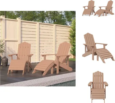 Produktbild von vidaXL Adirondack-Gartenstühle 2 Stk. mit Hockern HDPE Braun - Gartenstühle