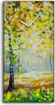 Produktbild von Leinwand Uhr Küche Wohnzimmer Bild 30x60 Kunst Grünes Wiesen Gras im Herbstwald - weiße Hände