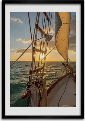 Produktbild von Bild - Bilderrahmen - 50 cm x 70 cm - MDF - Rahmen - Wandkunst Yacht auf dem Meer