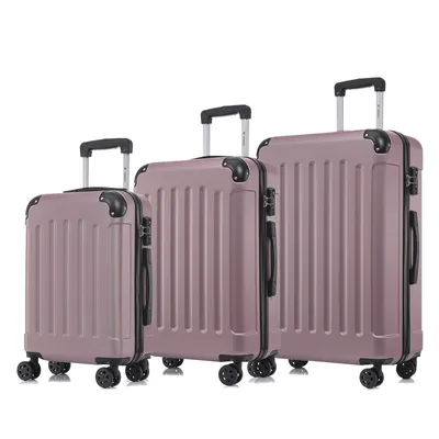 Produktbild von yonsly Premium Reisekoffer TSA-Schloss,YKK-Reißverschluss Hartschalen-Koffer Kabinenkoffer Rollkoffer Suitcase Handgepäck (Rose Rot, M-L-XL-Set)