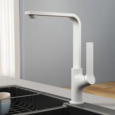 Obrázok produktu pre EMKE kuchynská batéria drezová batéria 303x225x101mm kuchynská batéria, jednopáková batéria biela matná kuchynská batéria, moderná mosadzná kúpeľňová batéria