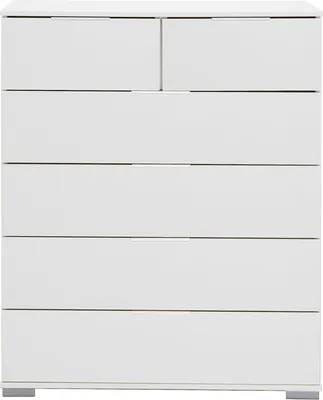 Produktbild von Schlafzimmer Schubkastenkommode in weiß ELSTRA-43, B/H/T ca. 82/102/42 cm